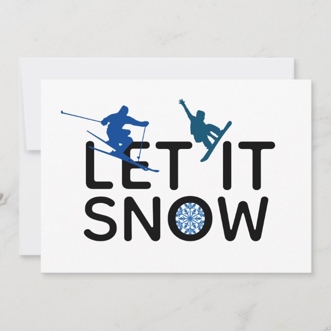 Let It Snow Snowboarder Skier Winter Sport Holiday Card (Front)