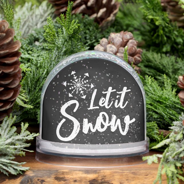 Let It Snow Snowflake Black And White Winter Snowglobe (Winter)