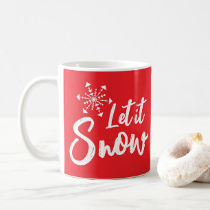 Let It Snow Snowflake Red Winter Coffee Mug