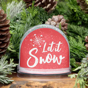 Let It Snow Snowflake Red Winter Snowglobe