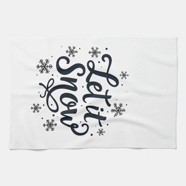 Let it Snow Snowflake Winter Season Chrstmas Tea Towel (Horizontal)