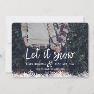 Let It Snow Snowflakes Family Photo Christmas Card