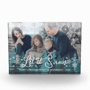 Let It Snow   Snowflakes Pine Tree Christmas Photo Block