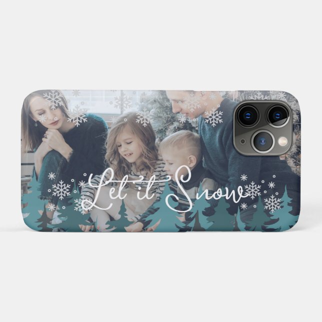 Let It Snow | Snowflakes Pine Tree Christmas Photo Case-Mate iPhone Case (Back (Horizontal))