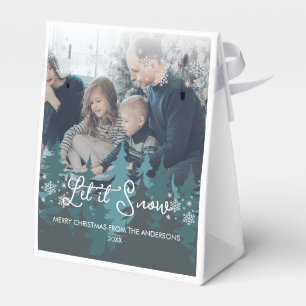 Let It Snow   Snowflakes Pine Tree Christmas Photo Favour Box