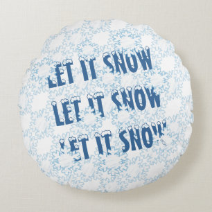 Let it Snow Snowflakes Round Cushion