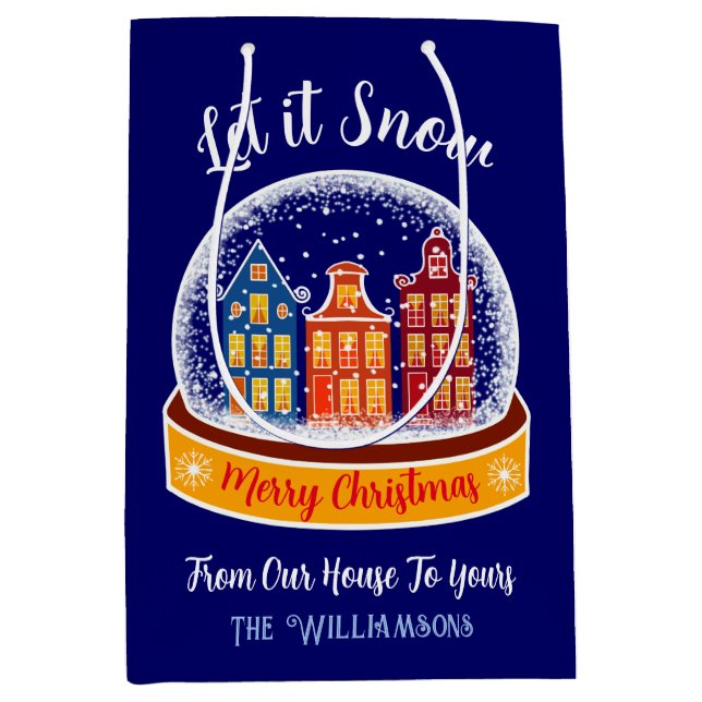 Let it Snow Snowglobe Amsterdam Christmas Village  Medium Gift Bag (Front)