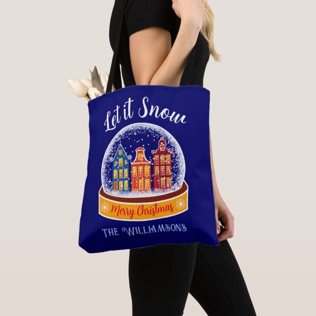 Let it Snow Snowglobe Amsterdam Christmas Village  Tote Bag (Close Up)