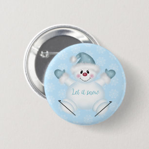 Let It Snow Snowman 6 Cm Round Badge