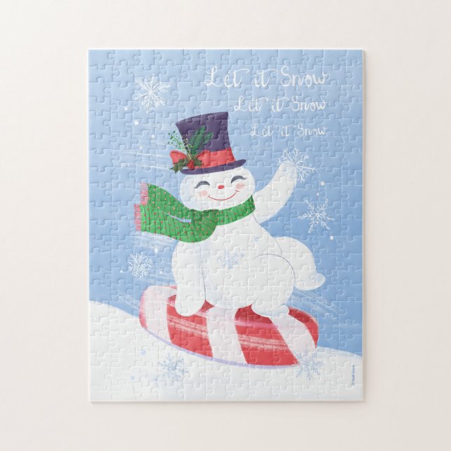 Let it Snow Snowman and Peppermint  Jigsaw Puzzle (Vertical)