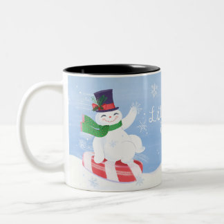 Let it Snow Snowman and Peppermint  Two-Tone Coffee Mug