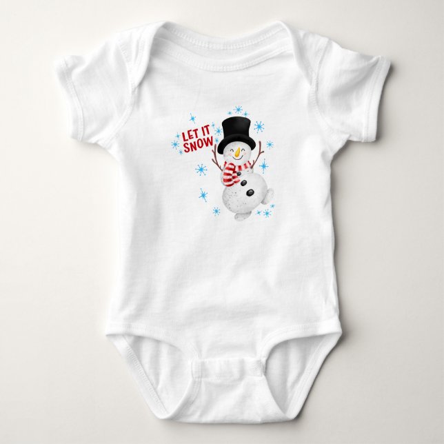 Let It Snow Snowman Baby Bodysuit (Front)