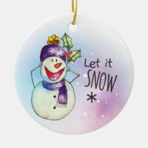 Let it Snow Snowman Ceramic Tree Decoration