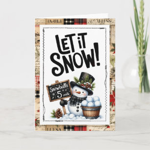 Let It Snow Snowman Christmas Card