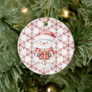 Let It Snow Snowman Christmas Snowflakes Ceramic Tree Decoration