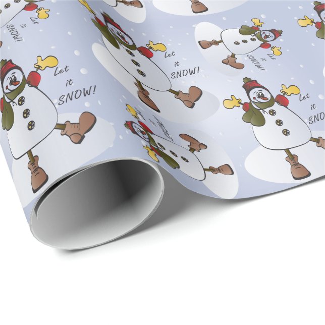 Let it Snow Snowman Christmas Wrapping Paper (Roll Corner)