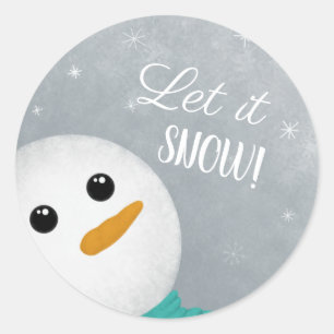 Let It Snow Snowman Classic Round Sticker