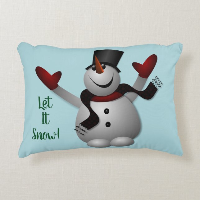 Let It Snow Snowman Decorative Cushion (Front)