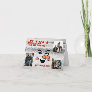 Let it Snow Snowman Folded Photo Christmas Card