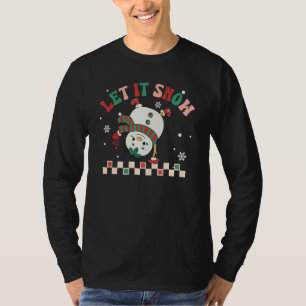 Let It Snow Snowman Groovy Retro Christmas Holiday T-Shirt