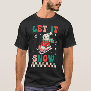 Let It Snow Snowman Groovy Retro Christmas Holiday T-Shirt