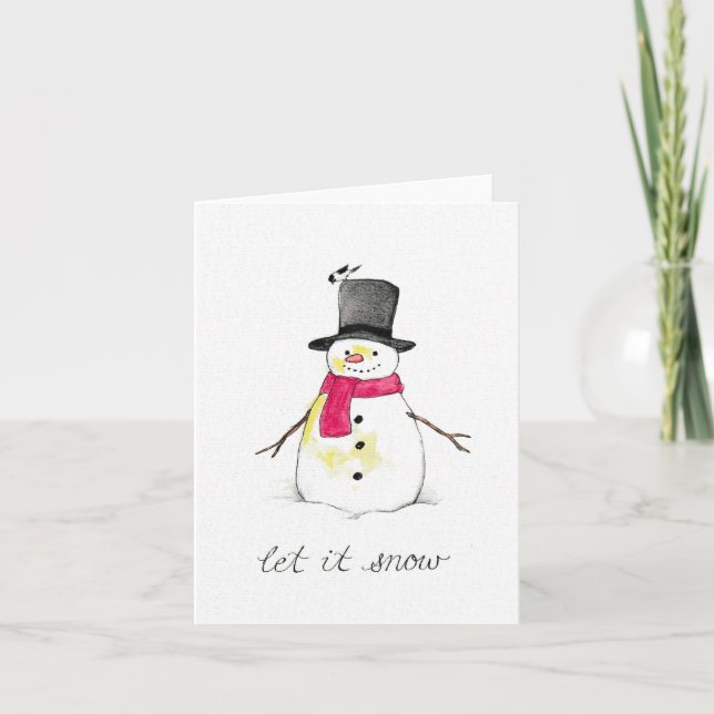 Let it Snow Snowman Holiday Card (Front)