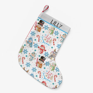 Let it Snow Snowman Pattern Christmas Small Christmas Stocking