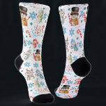 Let it Snow Snowman Pattern Christmas Socks<br><div class="desc">Let it Snow Snowman Pattern Christmas Socks, Perfect for giving as a gift for father, mother, son, daughter, sister, brother, grandparents, boyfriend, girlfriend, husband, wife, uncle, teacher, or family. For anyone who you love. Happy new year, this Socks is the perfect way for both traditional and unconventional gift-givers. The cute...</div>