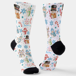 Let it Snow Snowman Pattern Christmas Socks