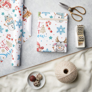 Let it Snow Snowman Pattern Christmas Wrapping Paper