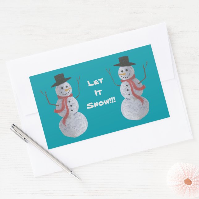 Let it Snow!!! Snowman Rectangular Sticker (Envelope)