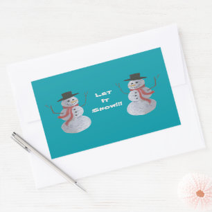 Let it Snow!!! Snowman Rectangular Sticker