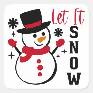 Let it Snow Snowman Square Sticker