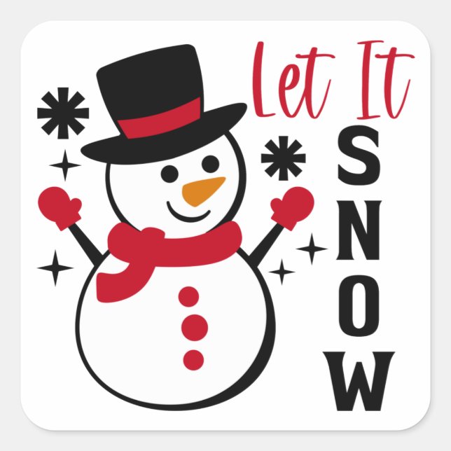 Let it Snow Snowman Square Sticker (Front)