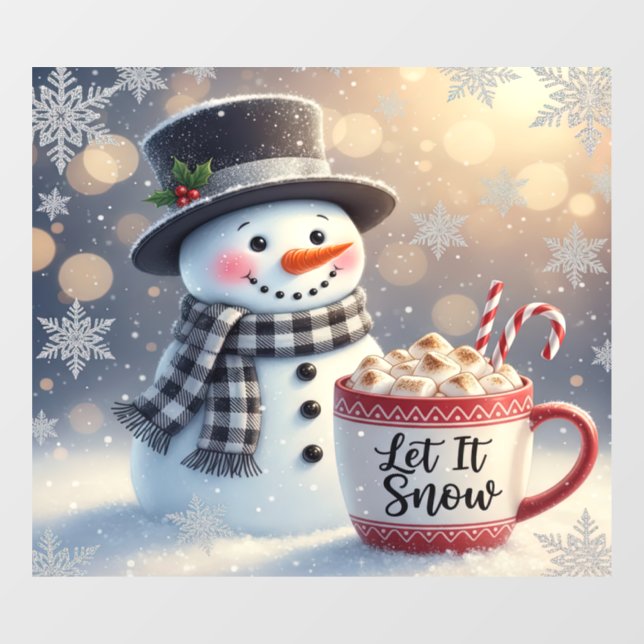 Let It Snow Snowman Window Cling (Sheet)