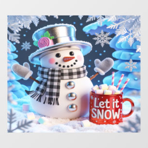 Let It Snow Snowman Window Cling