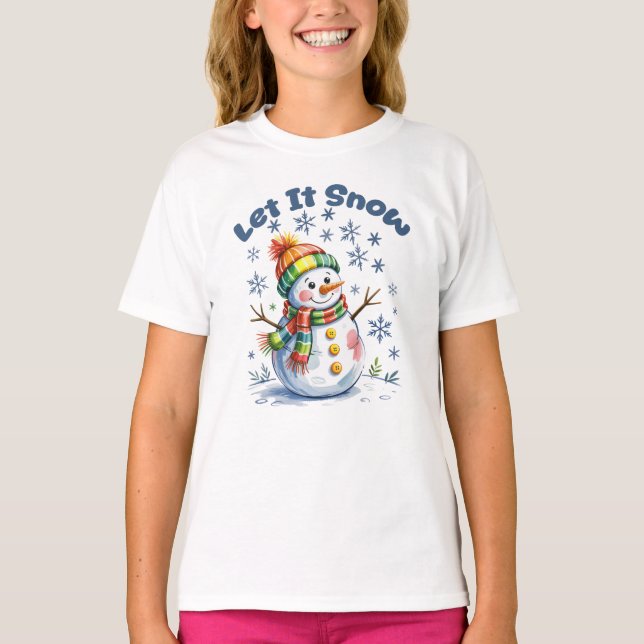 Let It Snow Snowman Winter  T-Shirt (Front)