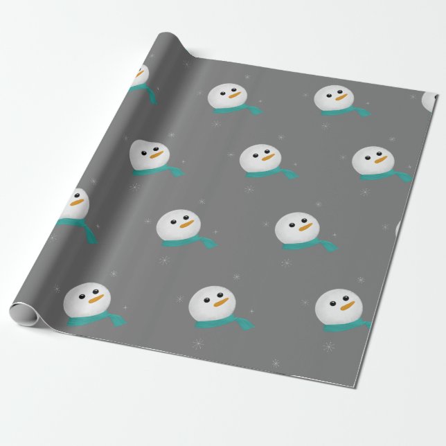 Let It Snow Snowman Wrapping Paper (Unrolled)