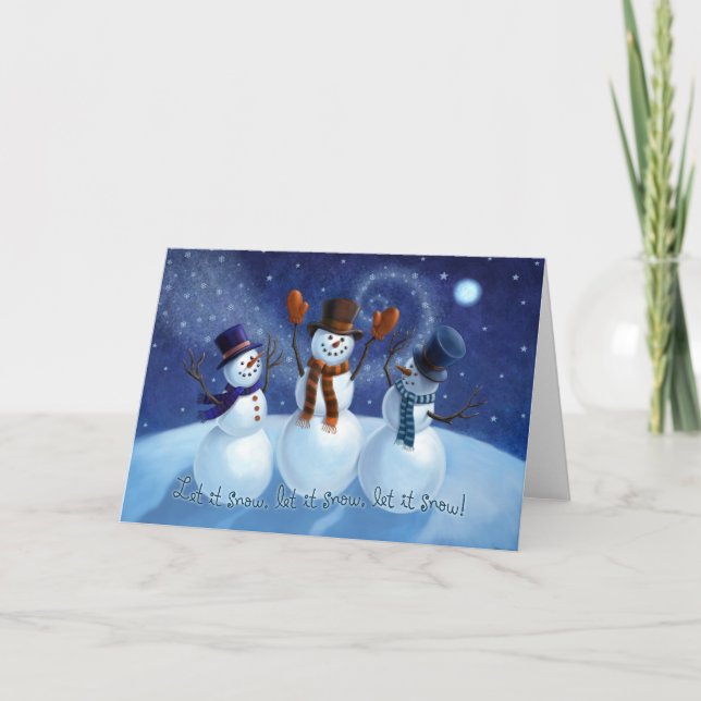 Let It Snow Snowmen Christmas Card (Front)