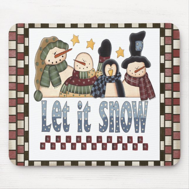 Let It Snow Snowmen Christmas Mousepad (Front)