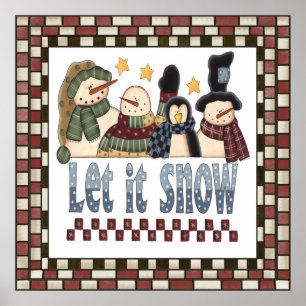 Let It Snow Snowmen Poster