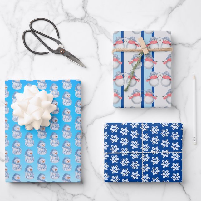 Let It Snow, Snowmen & Snowflakes Wrapping Sheets (Front)
