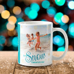 Let It Snow Somewhere Else Funny Beach Photo Name Coffee Mug<br><div class="desc">“Let it snow (somewhere else).” A fun, humourous quote with playful, whimsical turquoise typography, faux gold foil snowflakes, and your personal name/vacation destination/year overlay the photo of your choice. Usher in the Christmas and Hanukkah holiday season, as well remember the good times, whenever you relax with your favourite beverage with...</div>
