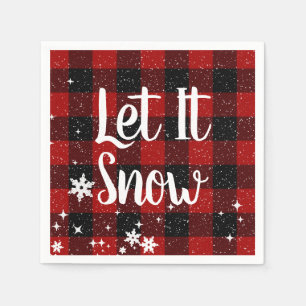 Let It Snow Text on Buffalo Plaid Napkin