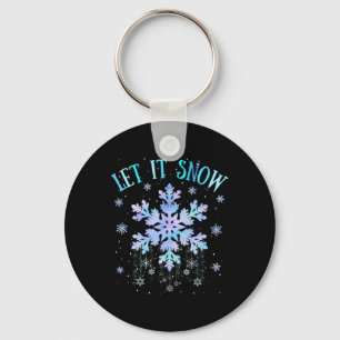 Let It Snow Tie Dye Snowflake Ski Snowboarding Xma Key Ring
