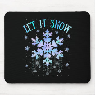 Let It Snow Tie Dye Snowflake Ski Snowboarding Xma Mouse Mat
