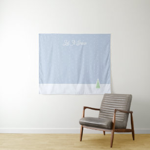 Let It Snow Tiny Winter Tree Ice Blue Polka Dots Tapestry