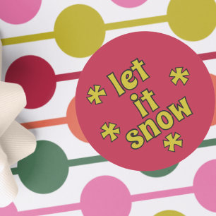Let it Snow Vintage Style Lettering Red Lime Green Classic Round Sticker
