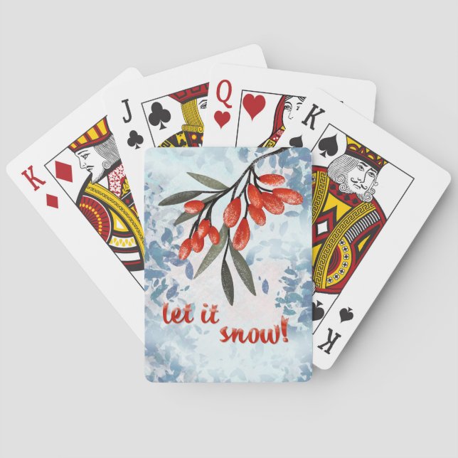 Let It Snow! Watercolor Winter Berries Playing Cards (Back)