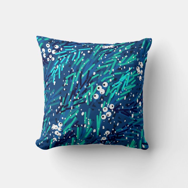 Let it Snow Winter Berry Pattern | Blue + Teal | Cushion (Front)